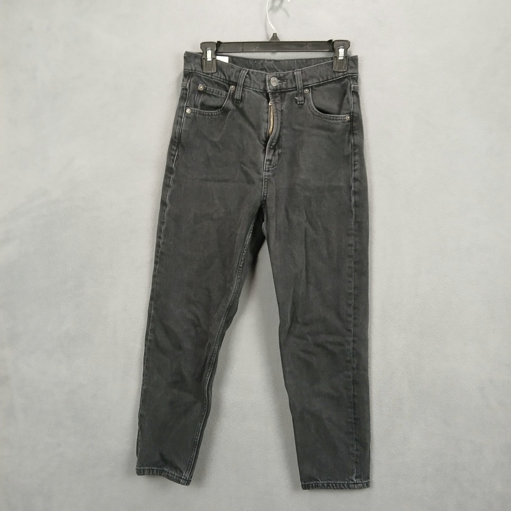 Gap Sky High Rise Mom Jeans Womens 26 Black Denim Slim Fit Tapered Leg Authentic